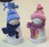 Clay Pot Snowmen