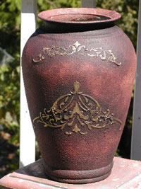 Elegant garden decor with raised stenciling