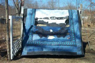 Eagle Quilt from Recycled Jeans