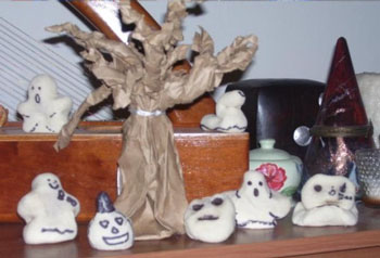Salt Dough Ghosts and Leaf Garlands 