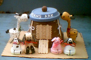 Noah's Ark and Animals from Clay Pots