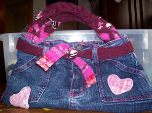 Recycled Girls Skort and Wool Sweater Purse