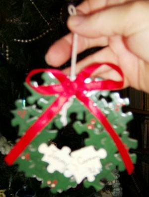 Jigsaw Puzzle Wreath Ornament