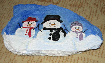 Snowmen Painted Rock