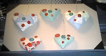 Heart Ornaments from Scrap Fabric