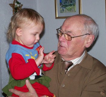 Gracie Visiting Great Great Grandpa in Germany