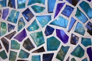 Mosaic made with broken tiles.