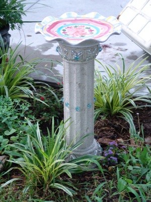 Birdbath from Found Items