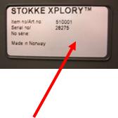 The serial number on the label which is placed under the foot plate