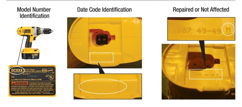 Picture of Recalled DEWALT Cordless
Drill