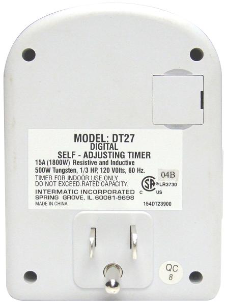 Back
View of Recalled Digital Timer