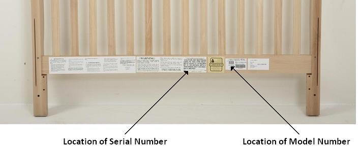 Picture of Label Locations on Recalled Crib