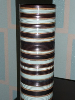 Looking for Vase, Brown with Green Stripes