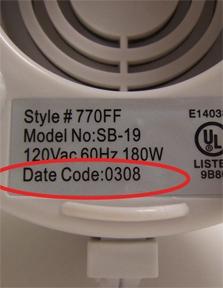 Picture of Recalled Fit & Fresh&trade; Smooth Blend Mixer Label