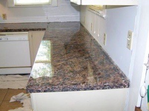 this is a laminate countertop painted to look like granite
