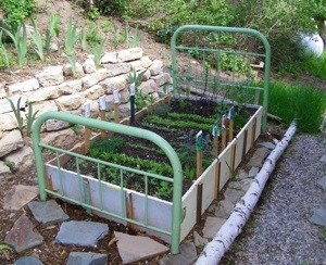 Make a Garden "Bed" Out of an Old Bed Frame