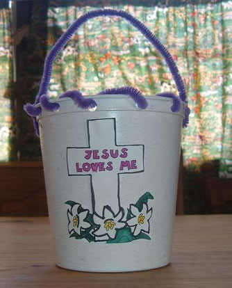 Easter Baskets from Cottage Cheese Containers
