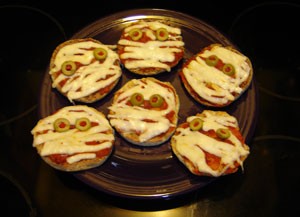 English Muffin Pizza Mummies